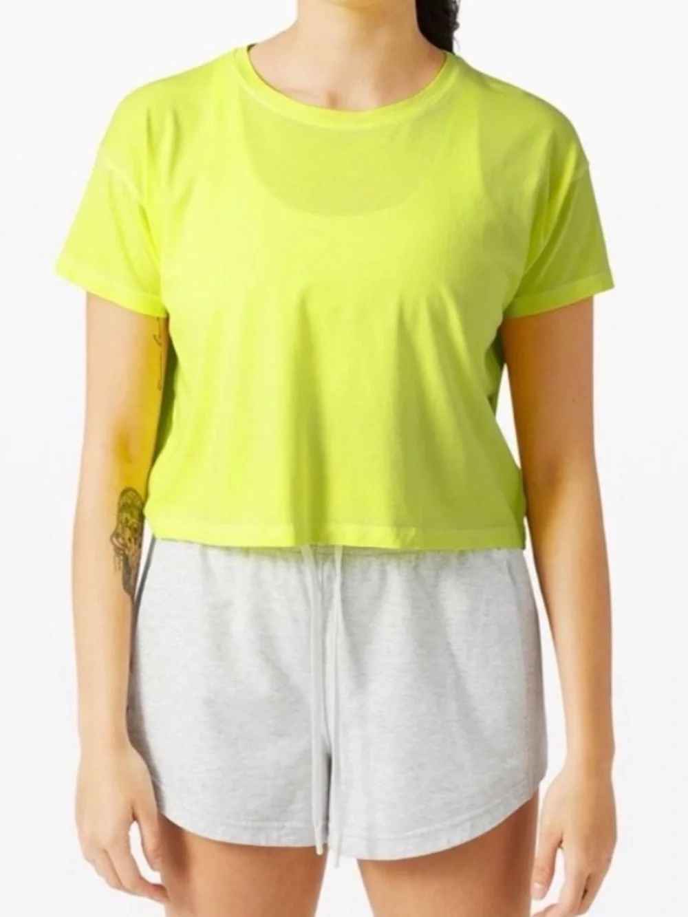 Lululemon Cates Fade Tee Neon Yellow Cropped Tee